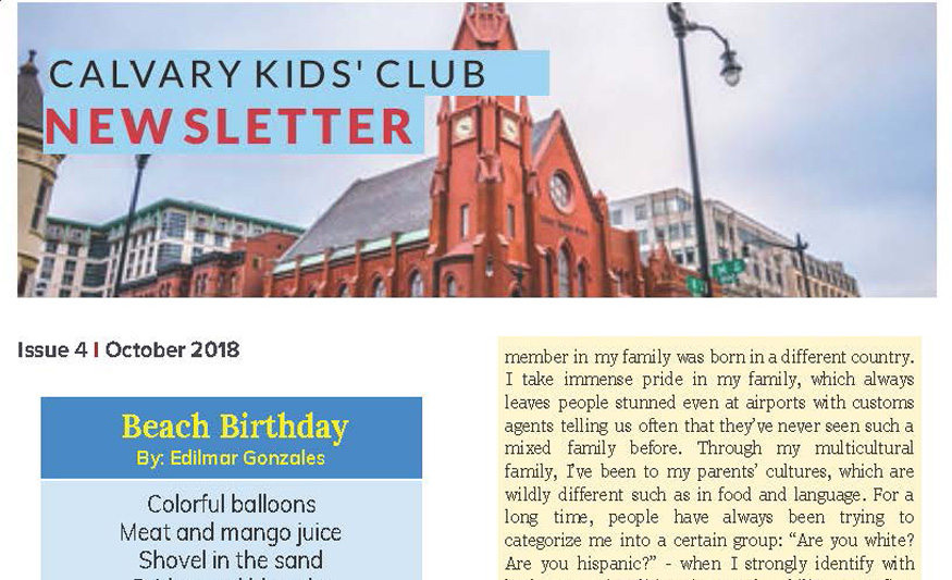 Calvary Kids’ Club Newsletter IV