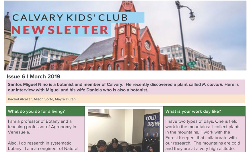Calvary Kids’ Club Newsletter VI
